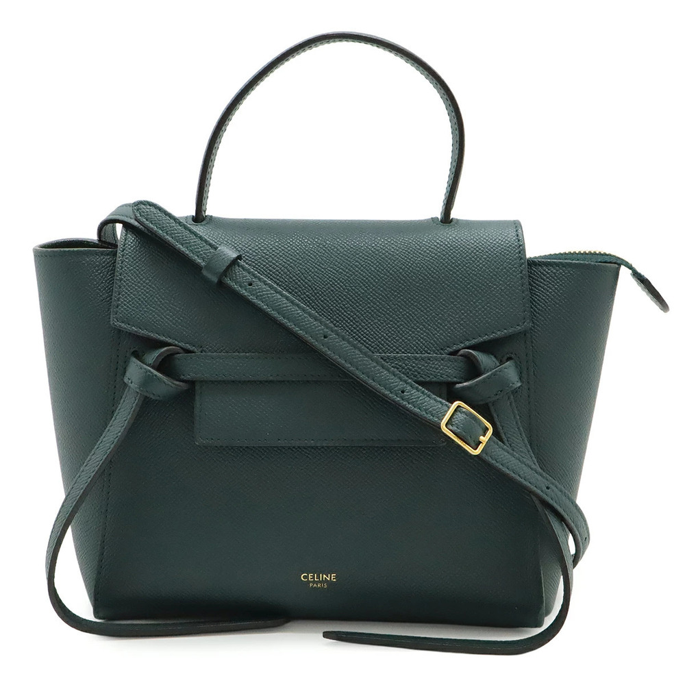 Celine Belt Bag 2way Crossbody Leather Dark Green